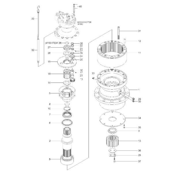 XKAQ-00073 XKAQ00073 Hyundai R200W-7 Swing Gearbox Ring Gear