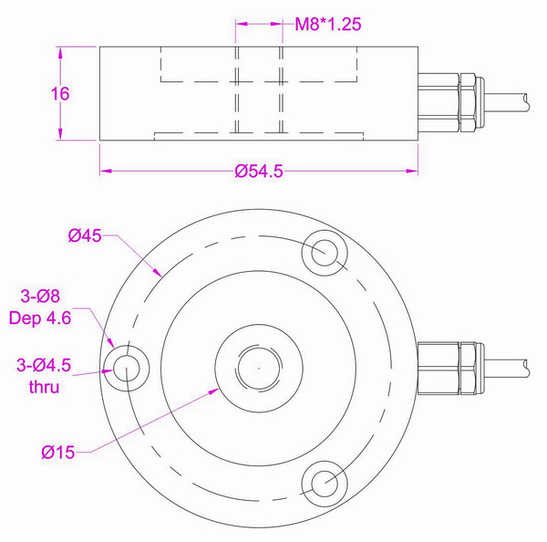 Miniature pancake load cell FCMP low profile compression force sensor
