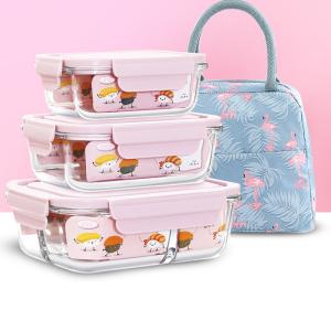 Airtight 410ml 680ml Glass Food Container With Leak Proof Lid