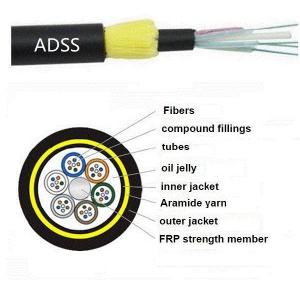 China 100 Meters Span ADSS Fiber Optic Cable 32F G652D Single PE Jacket on sale