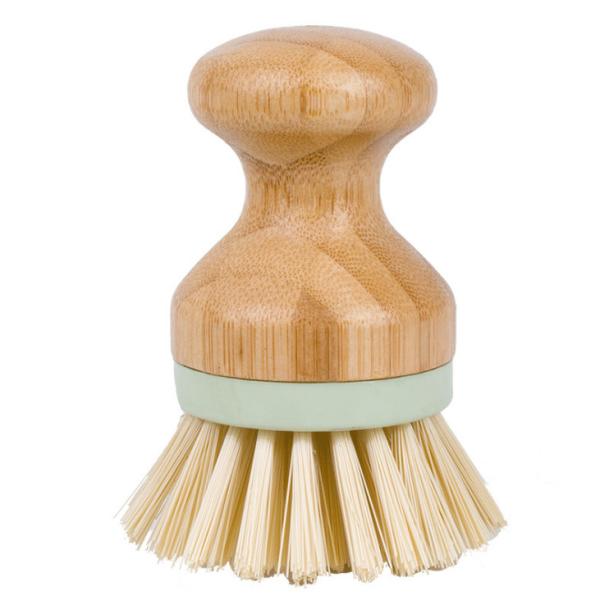 Buy 3.9in Kitchen Scrub Brush Bamboo Dish Scrubber Brush 2inch Long Bristles 150g With Wood Handle at wholesale prices