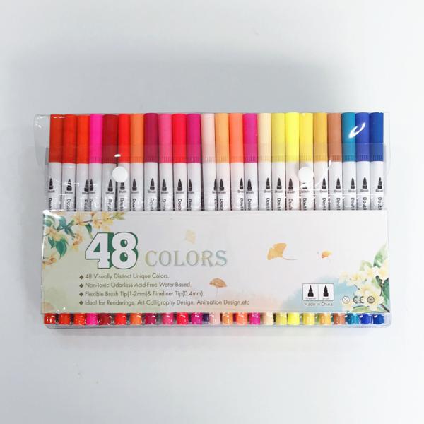 12/24/36/48/60/80/100 Colors Fineliners Water Color Art Markers Pen Dual Tip Brush Set