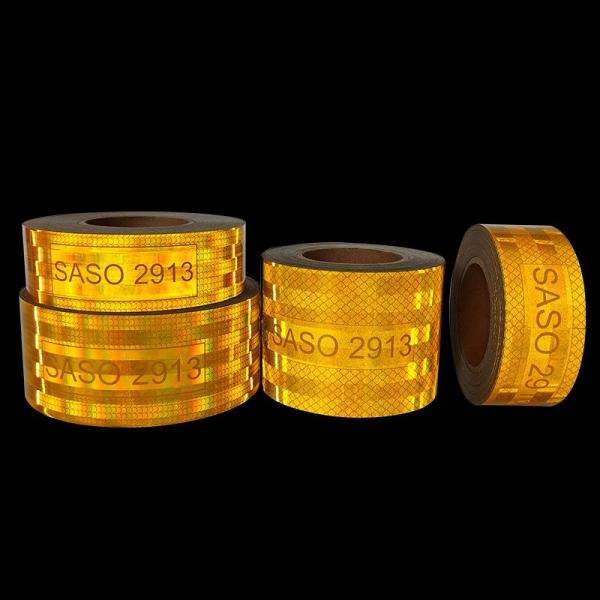 Aluminized Yellow SASO 2913 Conspicuity Reflective Sticker Tape For Truck Trailer