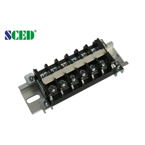 PCB Panel Mount Terminal Block 11.50mm 600V 30A PC Black Screw Terminal