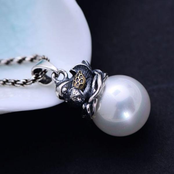 Buy Women Retro 925 Silver Shell Pearl Bird Pendant Necklace (XH056542W) at wholesale prices