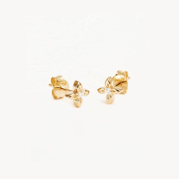 925 Sterling Silver Flower Stud Earrings Small Size for Everyday Wear