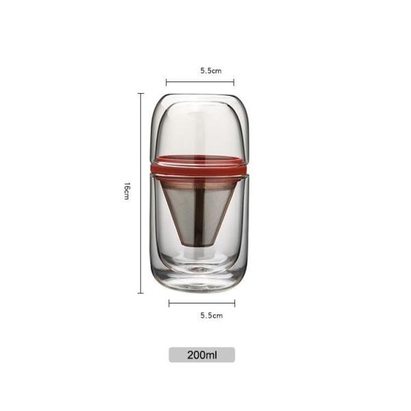 Unisex Portable Transparent Glass Coffee Pot and Tea Set Folding Feature for 1 Person