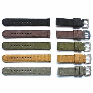 24mm Canvas Leather Watch Strap