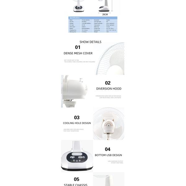 Table Solar Fan 12 inch Solar-Powered Energy-Saving Fan for Sustainable Clean Energy