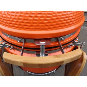 BBQ 22 Inch Charcoal Kamado Grill Bamboo Shelves And Handle