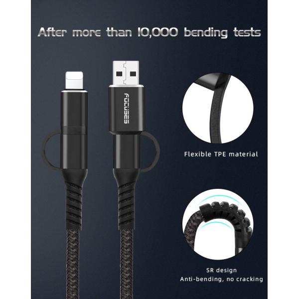 Tangle Free 1M Fast Charging Data Cable 4 In 1 USB Cable