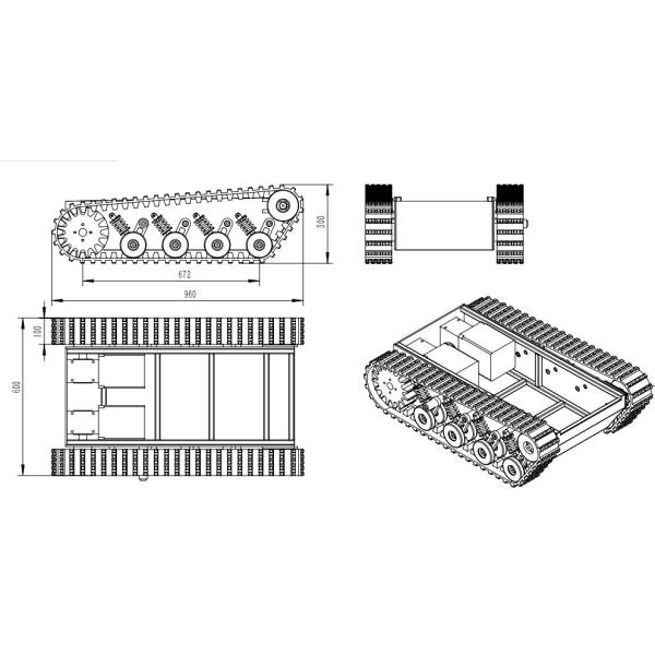 Climbing Stair Gardening Rubber Track Undercarriage 100KG Load With Steel Box