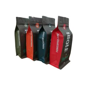 Gravure Printed Coffee Bags Flat Bottom Aluminum Inside Zipper Bags