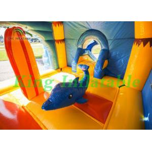 Yellow / Blue Mutifun Inflatable Jumping Castle With Slide Equipped CE