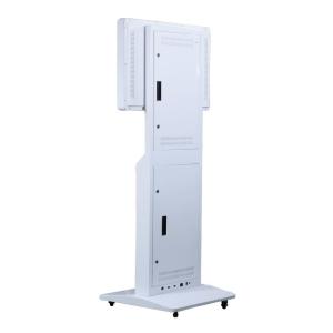 Rotating Metal White Touch Screen Computer Kiosk , Movable Wheels Self Service