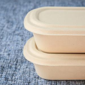 Greaseproof Oval Biodegradable Bagasse Tableware Bento Box For Salad