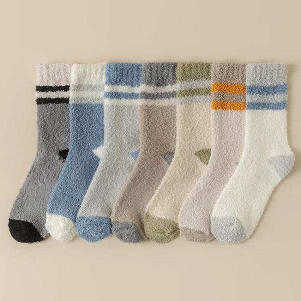 Extra Thick Striped Soft Warm Fuzzy Socks Indoor Warm Sleeping Socks