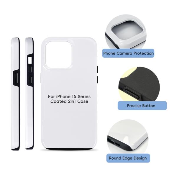 For Iphone 16 15 14 Coated Dual Layer 3D Sublimation 2 in 1 Tough Phone Case