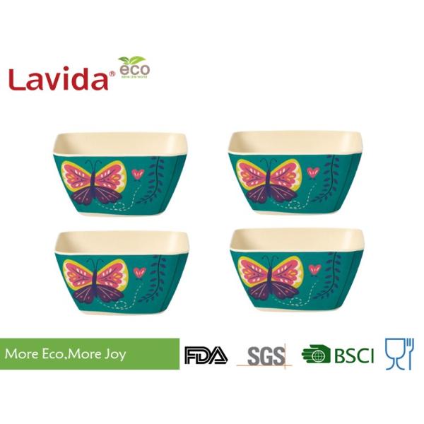Unbreakable Bamboo Cereal Bowls Eco - Friendly Garden Butterfly Printing Diverse Styles