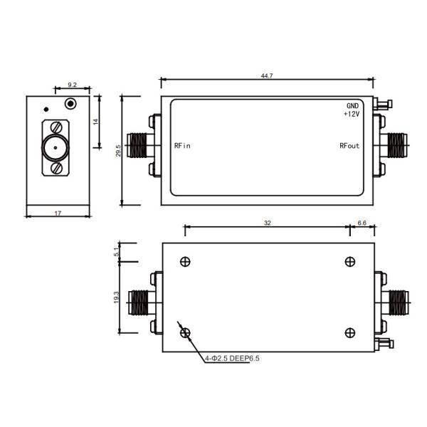 0.1 To 18 GHz Ku Band Amplifier P1dB 20 dBm RF Voltage Amplifier