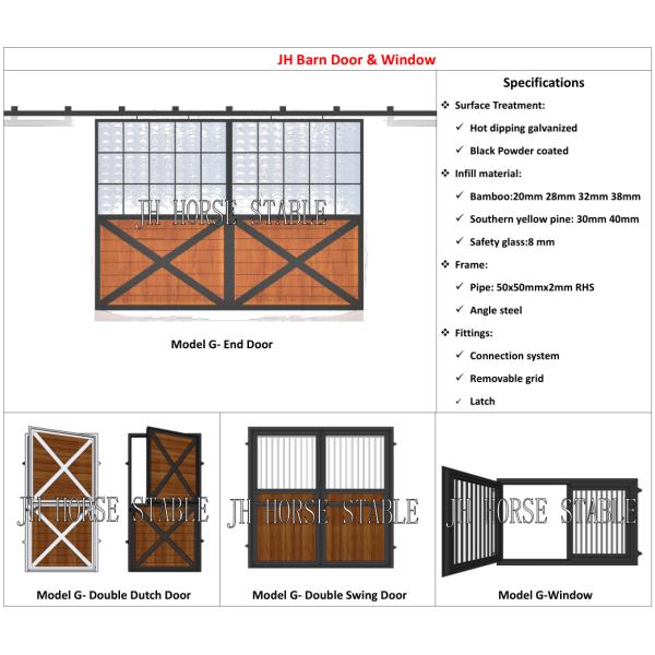 Heavy Duty Durable Steel Prefab Bamboo Horse Stall Stable Horse Barn Window and Door