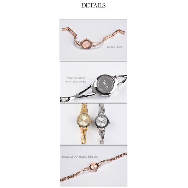 Japan Movt Alloy Quartz Lady Wrist Watch Stainless Steel Back Water Resistant