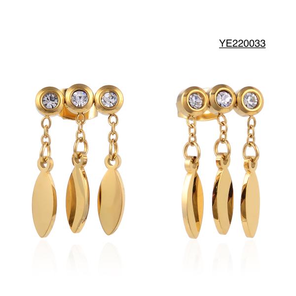 Buy Rhinestone Tassel Sequin Drop Earrings Fashionable 14k Gold Plated Earrings at wholesale prices