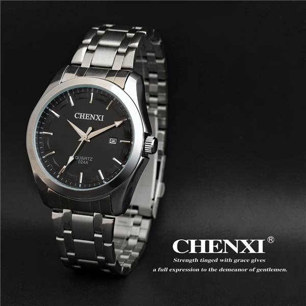 C024A PayPal Accepted Stainless Steel Case Back Strap Cool Business Man Quartz Watch Mens