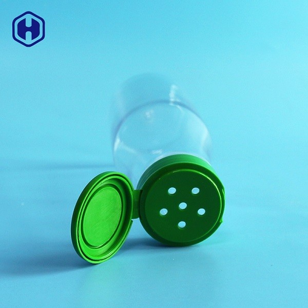 Round Plastic Spice Jar Six Holes Lid Clear Plastic Spice Containers