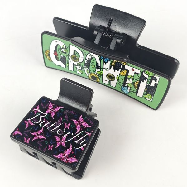 Blank Plastic Sublimation Hair Clips Double-Sided personalized Hair Claw Clip With Aluminum Sheet