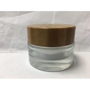 Empty 50g glass lotion containers with Wooden Cap Eco Friendly