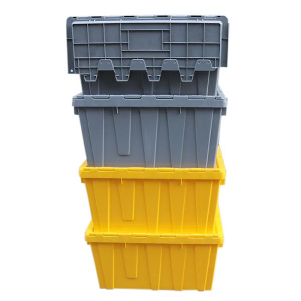 Flip Top Tote, Heavy Duty Nestable Plastic Round Trip Totes Storage Box Container In Blue Yellow Red Green Color