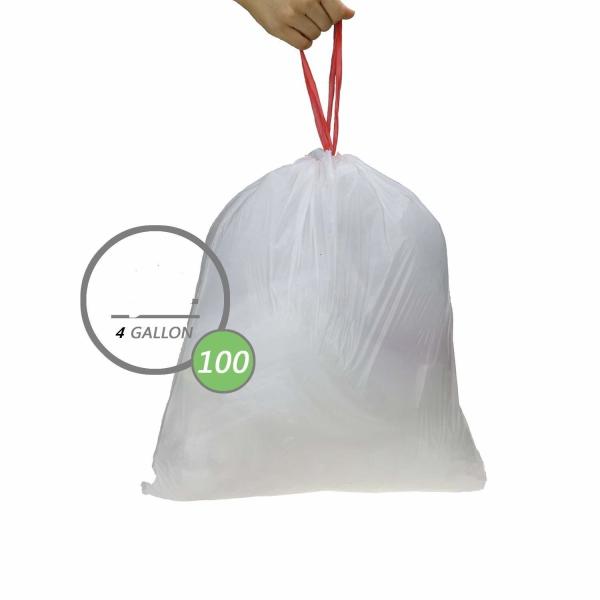 Buy Rolled Drawstring Kitchen Trash Bags , Hdpe Trash Bags White Colour at wholesale prices