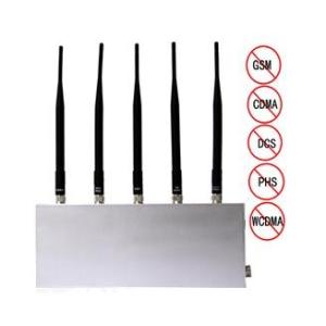 Quality Wireless Cell Phone Signal Jammer CDMA GSM DCS PHS 3G , Five Antenna for sale