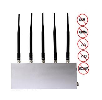 5 Antenna 33dBm Cell Phone Signal Jammer / Blocker EST-808D For Custom