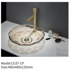 Circular Bathroom Glass Sink Polished Above Counter Multi Layer Coating