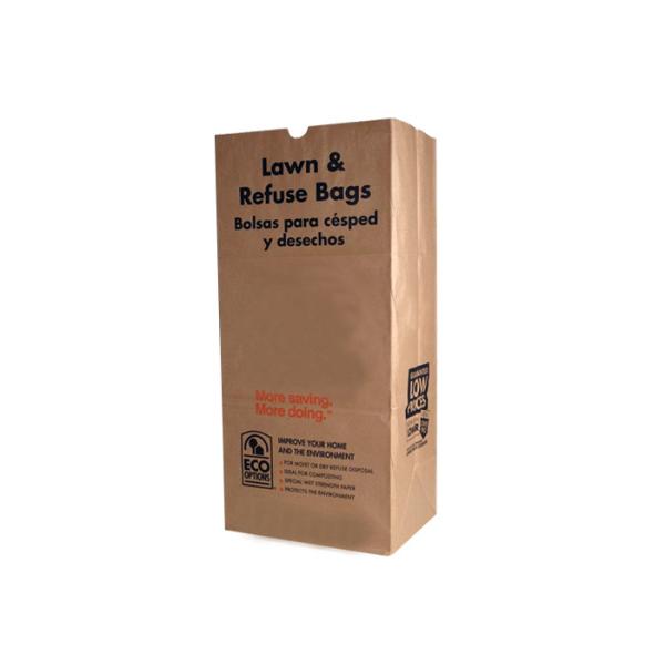 Large Brown Lawn And Leaf Paper Bag Leak Resistant Poly Lined Wet Waste Refuse