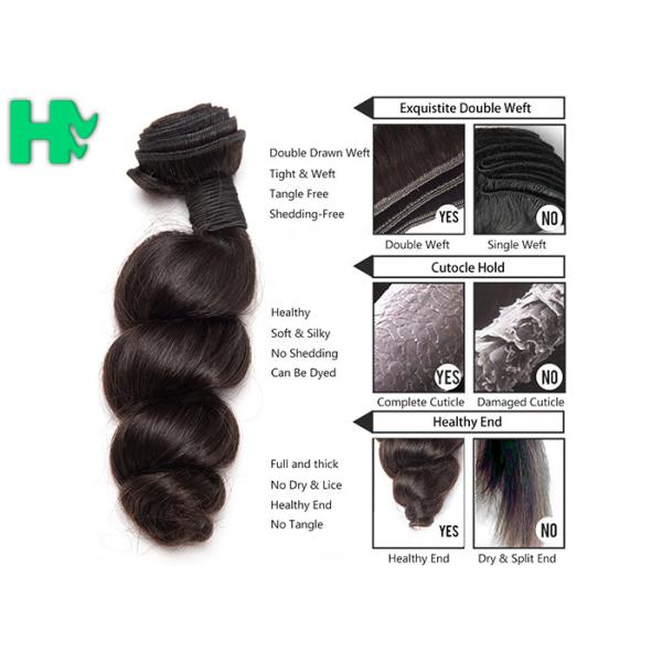 Peruvian Loose Wave Remy Natural Human Hair Extensions Natural Black Soft & Smooth