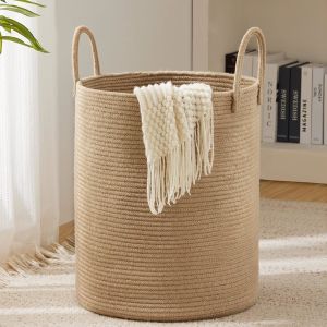 80L Extra Large Jute Woven Hamper Laundry Basket Wicker Rope Clothes Hamper For