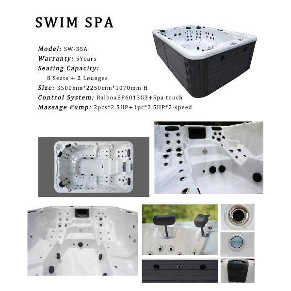 Luxury 10 Persons Swim Spa Tub Acrylic Swimming Pool Hot Tubs Combo