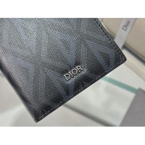 Embossed Vertical CD Christian Dior Mens Wallet Diamond Zippered