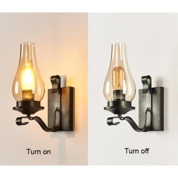 Retro industrial light iron wall lamp creative restaurant corridor bedroom bedside glass wall light (WH-VR-40)