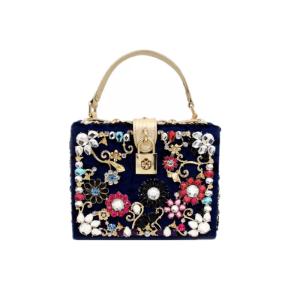 Customized Flannel Diamond Evening Clutch Bags With One Open Pocket