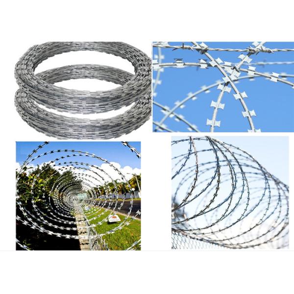 Buy 500mm Coil Diameter BTO-22 Galvanized Razor concertina Wire at wholesale prices
