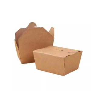 50pcs Biodegradable Kraft Paper Food Packaging 1000ml Disposable Meal Prep