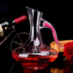 Classical Design Round Wine Decanter , Hand Blown Lead Free Glass Decanter