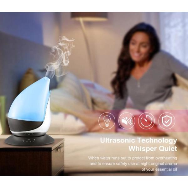 Buy Drop Shape 350ml Glass Ultrasonic Diffuser With Wood Grain Base at wholesale prices