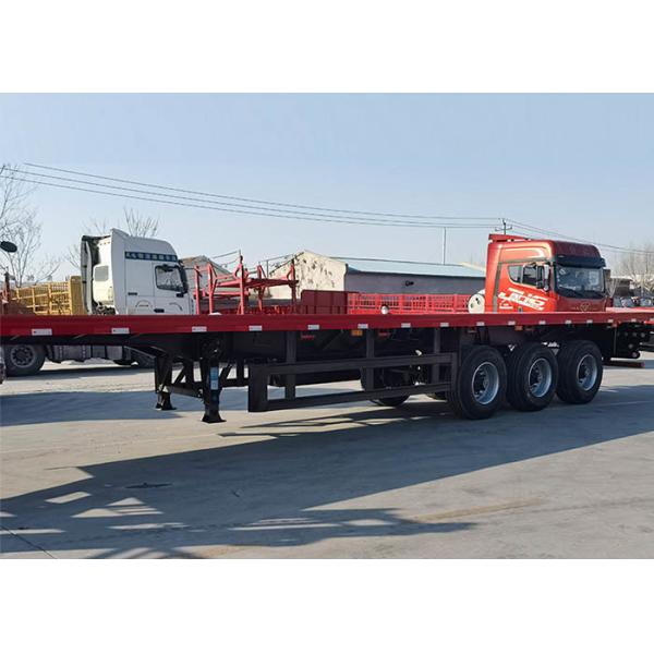 Buy 60 Tons Flatbed Truck Semi Trailer 20 / 40 FT Container Shipping 3Axles at wholesale prices
