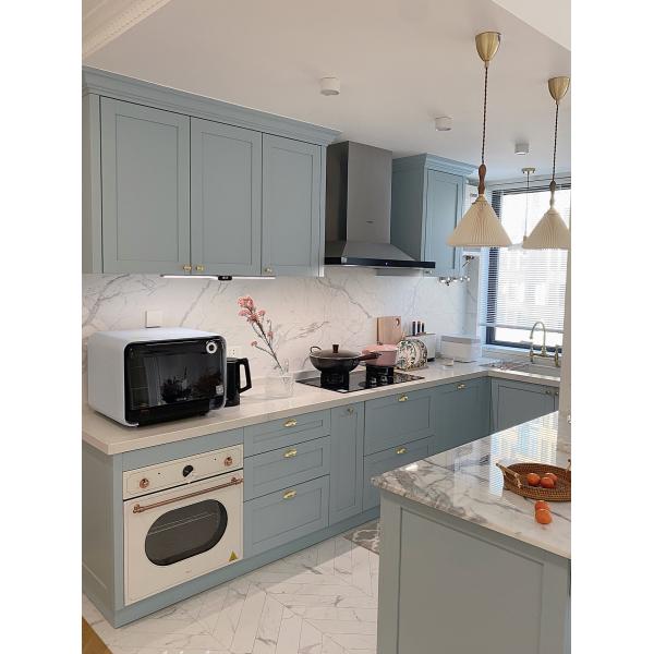 Buy Simple Modern High Gross Lacquer Kitchen Cabinet With Marble Countertop at wholesale prices