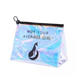 China Logo Print Custom Holographic PVC Makeup Zipper Bag on sale